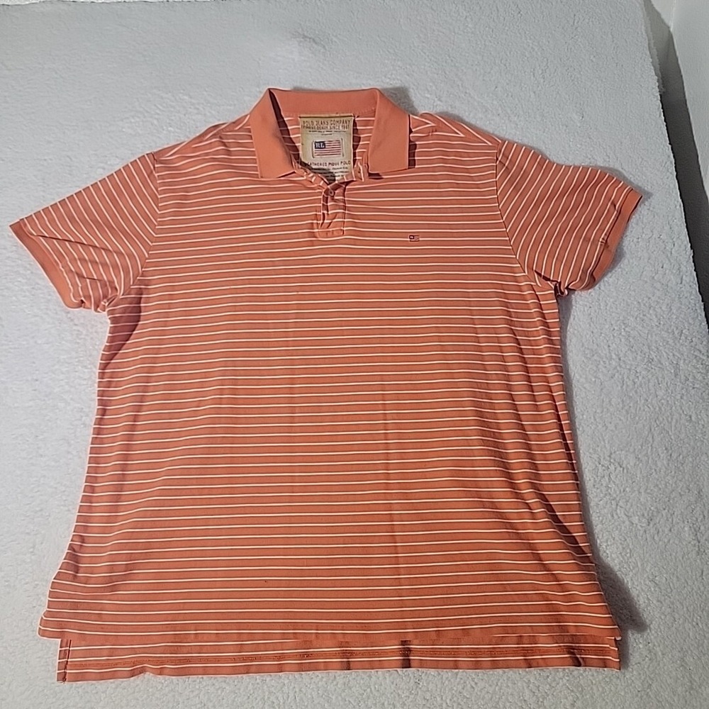 Polo Jeans Company Polo Shirt Size 3xl Orange Striped Vintage